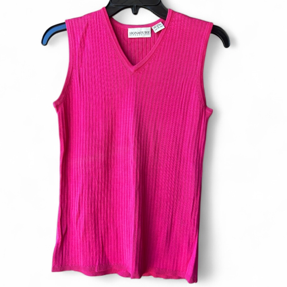 Y2K SIGNATURE EXPRESSIONS 75% Silk Knit Tank Top  Vest Preppy Quiet Luxury | S